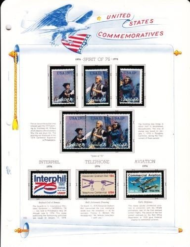 U S 1976 Commemorative Mint NH Year Set on White Ace Album Pages - 4 Scans