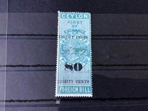 Ceylon Queen Victoria Foreign Bill Overprint Stamp Ref 56484