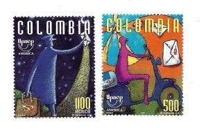 COLOMBIA 1997 AMERICA UPAEP POSTMEN SET OF 2 MNH SCOTT 1138/9 MICHEL 2080/81