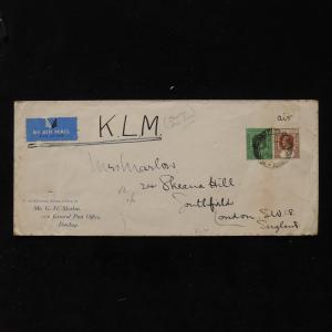 ZS-AB756 STRAITS SETTLEMENTS - Klm, 1936 To London England Cover