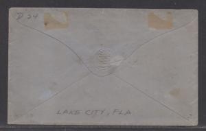 **CSA Cover, SC# 11, Lake City, FL Tied by Black CDS, 3/1/1863, 4