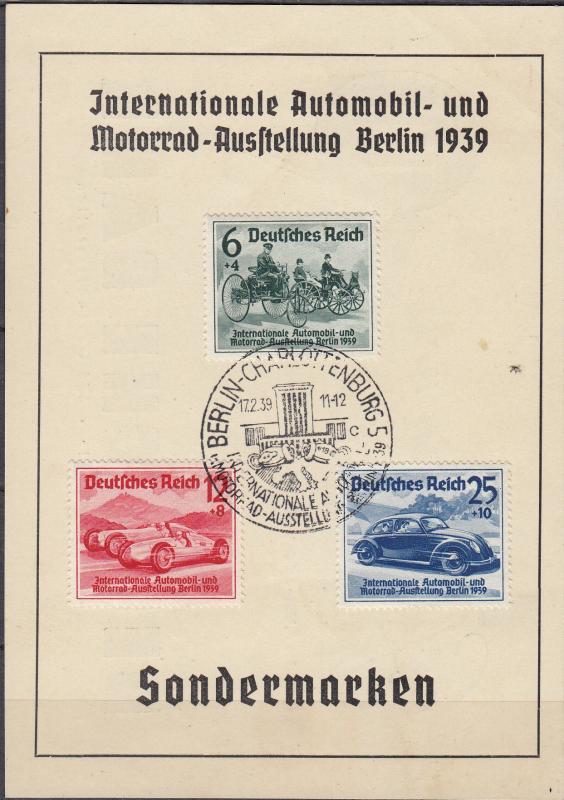 Germany - 1939 Auto Exhibition special cancel Sc# B134/B136 - (2217)