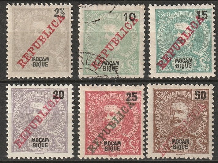 Mozambique 1911 Sc 99,101-5 partial set most MH*