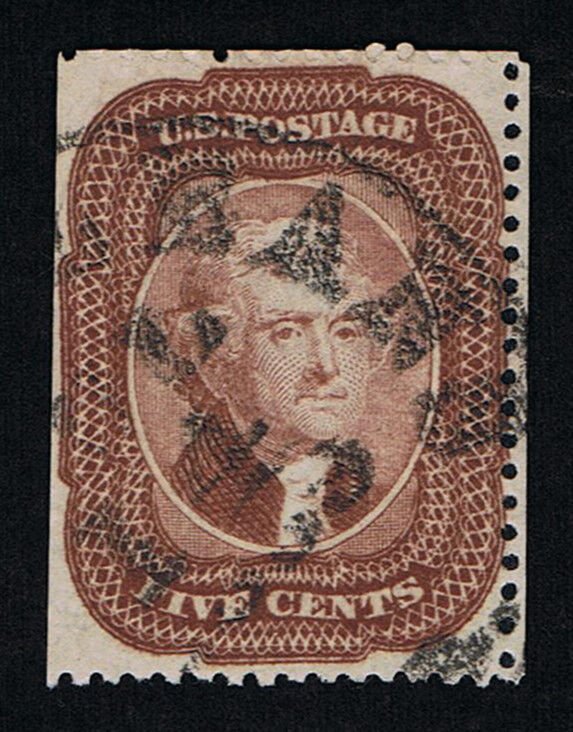 EXCEPTIONAL GENUINE SCOTT #28 VF USED 1857 RED BROWN TYPE-II PSAG CERT SCV $1300