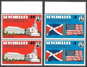 Seychelles SC 351-352 - US Bi-Centennial Celebration - Pairs - MNH - 1976