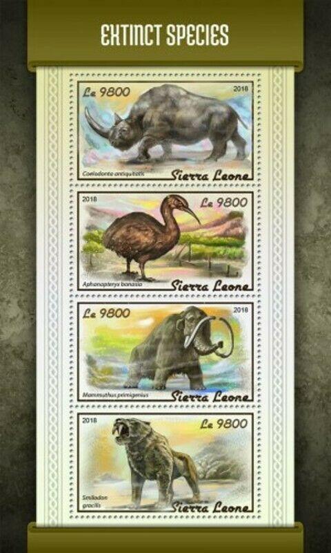 Sierra Leone - 2018 Extinct Species - 4 Stamp Sheet - SRL18117a