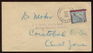 Canal Zone 2d 'CANAL ZONE' Diagonal Overprint Used Stamp on Cover CV1202