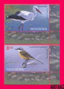 MOLDOVA 2014 Nature Fauna Bird White Stork,Western Yellow Wagtail 2v Sc839, 843