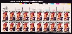 1980 W. C. Fields, actor 15c MNH Sc 1803 plate strip of 20 -Typical