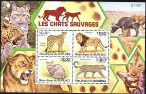 Burundi 2011 Wild Cats Lion Leopards Sheet MNH