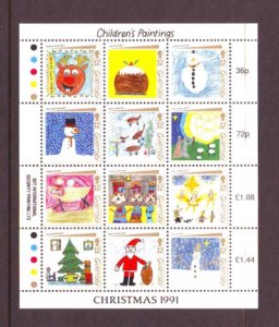 Guernsey Sc 464 1991 Christmas stamp sheet mint NH