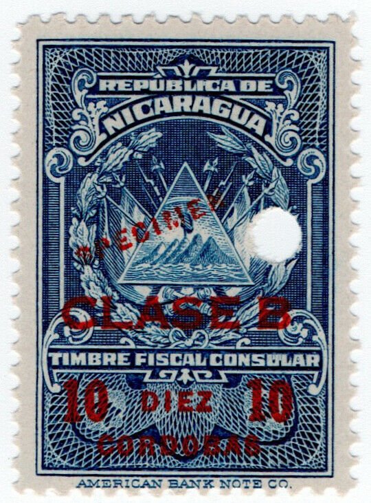 (I.B) Nicaragua Revenue : Consular Service 10C (ABN Specimen)