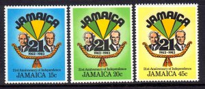 Jamaica 1983 Anniv. Of Independence Complete Mint MH Set SG 583-585