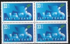 U.S. #3354 NATO 50 years.  block of 4 MNH