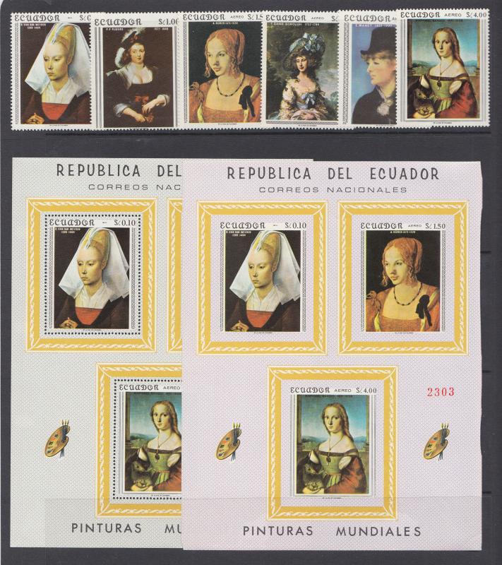 Ecuador Sc 763-763Ef MNH. 1967 Famous Paintings cplt. set + 2 s/s, VF