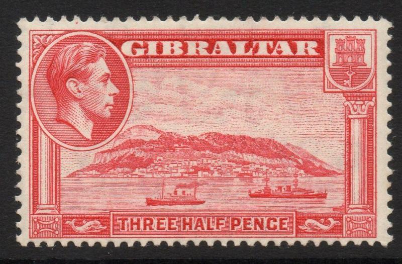 GIBRALTAR SG123a 1938 1½d CARMINE p13½ MTD MINT