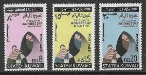 KUWAIT 1965 MOTHERS' DAY Set Scott Nos. 269-271 MH