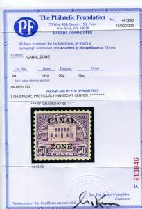 Scott  94 Canal Zone Mint Stamp with GRADED XF90 PF Cert (Stock CZ94-pf5)