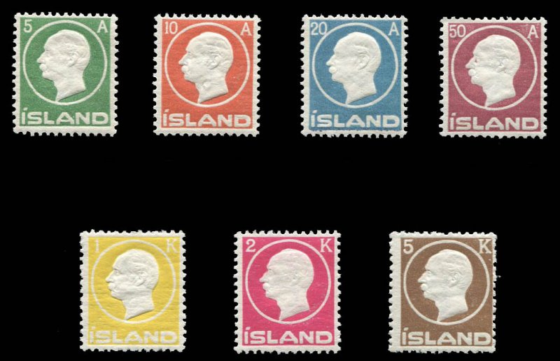 Iceland #92-98 Cat$375, 1912 Frederik, complete set, very lightly hinged (app...