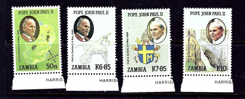 Zambia 470-73 MNH 1989 Pope John Paul II