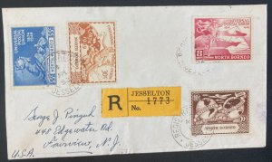 1952 Jesselton North Borneo Cover To Fairview NJ USA Universal Postal Union