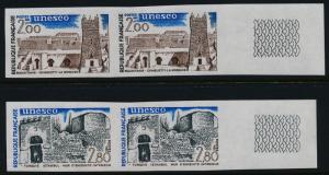 France UNESCO 2O31,34 imperf pairs MNH Architecture, Archaeology