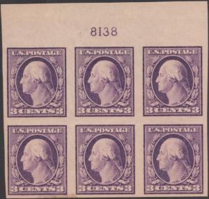 #483 XF OG (1)HR 5(NH) TOP PLATE BLOCK OF 6 CV $125 BN7207