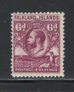 Falkland Islands 1929 King George V 6p Scott # 59 MH