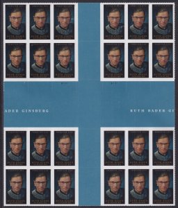 US 5821 Ruth Bader Ginsburg F cross gutter block 24 MNH 2023