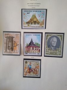 collection on pages Laos 1970-74 airmails MNH HF: CV $68