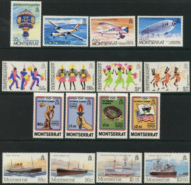 MONTSERRAT Sc#503-506, 516-523, 539-542 1983-1984 Four Complete Sets Mint OG LH