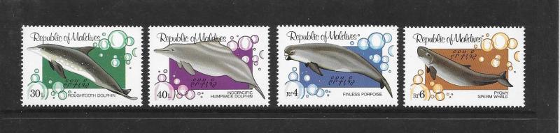 DOLPHINS & PORPOISE  - MALDIVES #985-88  MNH