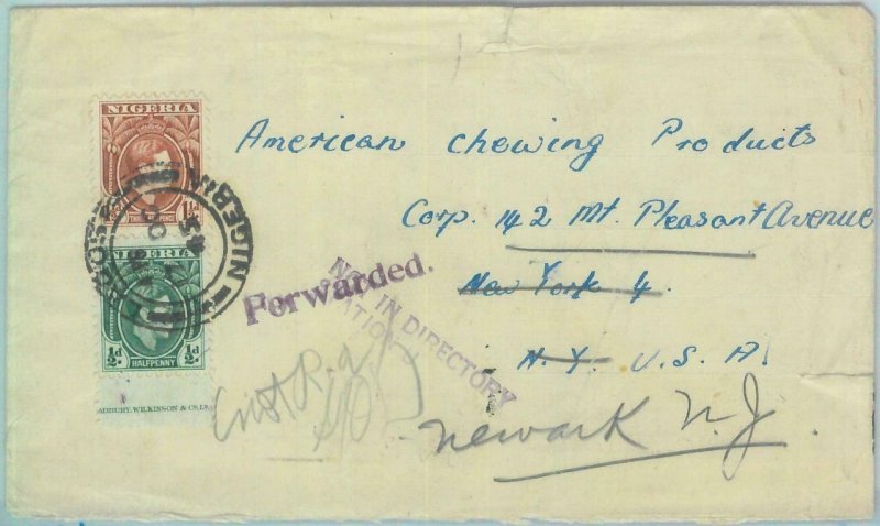 83404 - NIGERIA - POSTAL HISTORY -   COVER to USA 1945 - Forwarded from NY to NJ