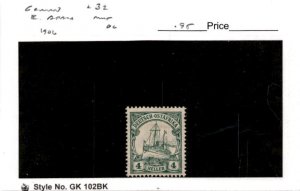 German East Africa, Postage Stamp, #32 Mint Hinged, 1906 Yacht (AD)