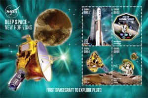 GHANA - 2015 - SPACE ANNIVERSARIES NEW HORIZONS SHEET OF 4 STAMPS  MNH