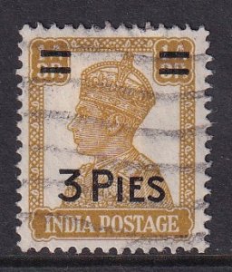 India  #199   used   1946  surch 3p on 1a3p bister