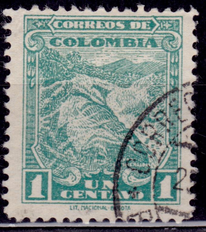 Colombia, 1932, Emerald Mine, 1c, Scott# 411, used