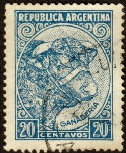 Argentina 440 - Used - 20c Bull (blue) (1951)