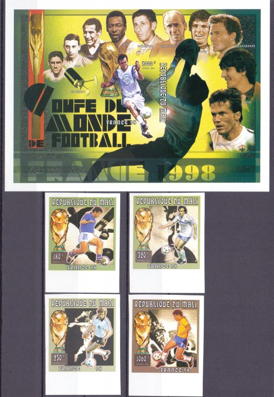 Mali. 1996. 1688B-91B BL96B A95B-D95B. Soccer world cup. MNH. 