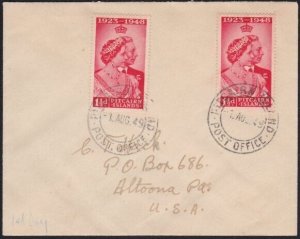 PITCAIRN 1949 Silver Wedding 1½d on cover - first day pmk..................B2592