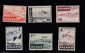 Iceland # C21-26, Airplane over Icelandic Views, Mint NH, 1/2 Cat.