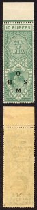 India Telegraph SG OT3 10r bluish green overprinted OHMS U/M