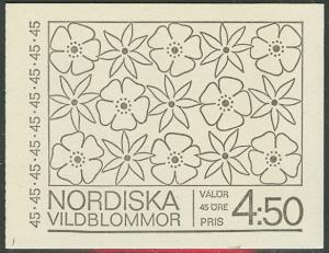 SWEDEN (H205B) Scott 786a, 45ore Wild Flowers Booklet,