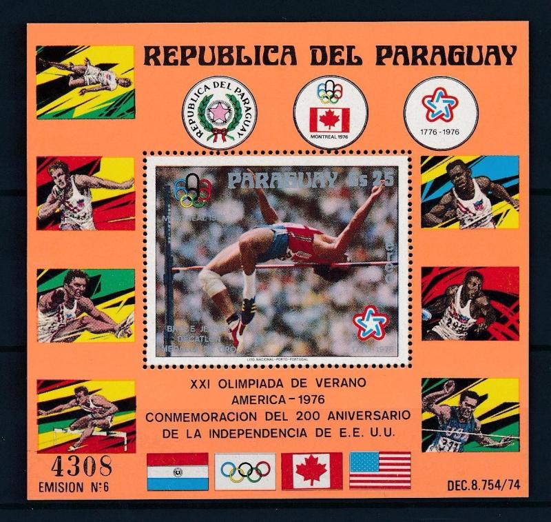 [55083] Paraguay 1976 Olympic games Montreal Decathlon Bruce Jenner MNH Sheet