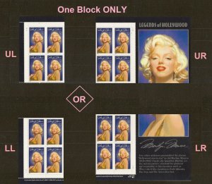 US 2967 Legends of Hollywood Marilyn Monroe 32c plate block 4 S12211 MNH 1995