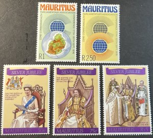 MAURITIUS # 427-428 & 433-435-MINT/NEVER HINGED-----2 COMPLETE SETS------1976-77