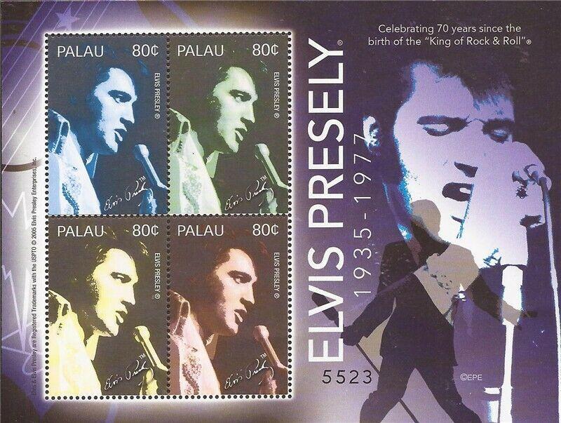 Palau - 2005 Singer Elvis Presley - 4 Stamp Sheet - Scott #829