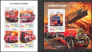 Guinea 2018 Fire Engines Trucks II sheet + S/S MNH