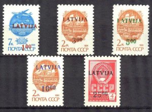 Latvia 1992 Overprint on USSR stamps 6177-6178, 4632 set of 5 MNH**