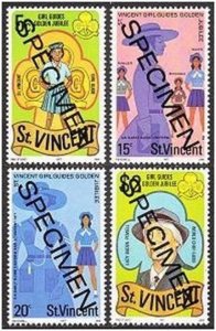 St Vincent 504-507 SPECIMEN,MNH.Mi 480-483. Girl Guides-50,1977.Baden-Powell.